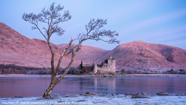 Winter Reflections of Kilchurn Castle in Loch Awe Framed Mounted Print by George Robertson