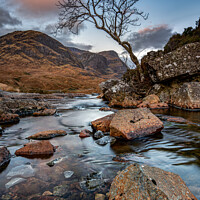Buy canvas prints of A lone tree over the River Coe by George Robertson