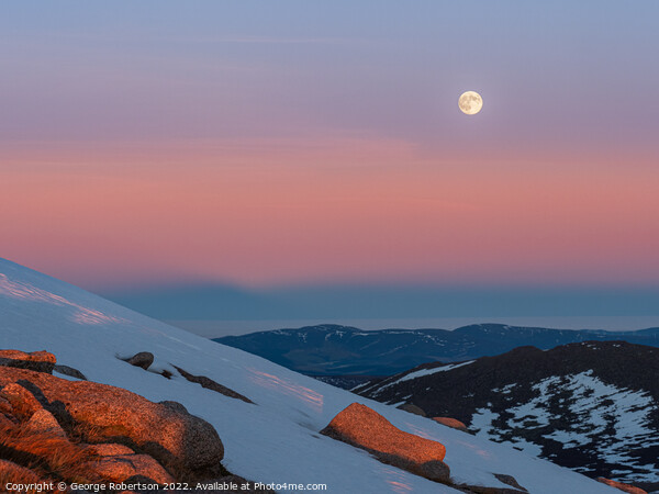Belt of Venus and moon over Cairn Gorm Picture Board by George Robertson