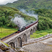 Buy canvas prints of The Jacobite crossing the Loch nan Uamh Viaduct by George Robertson