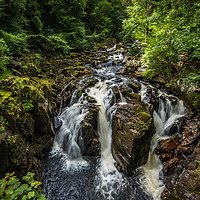 Buy canvas prints of The Black Linn falls at the Hermitage in Perthshir by George Robertson