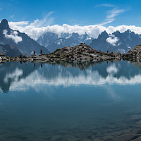 Buy canvas prints of Lac Blanc and the Mont Blanc Massif by George Robertson