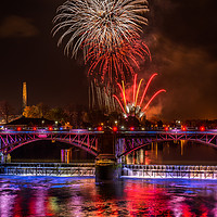 Buy canvas prints of Guy Fawkes night Firework display at Glasgow Green by George Robertson