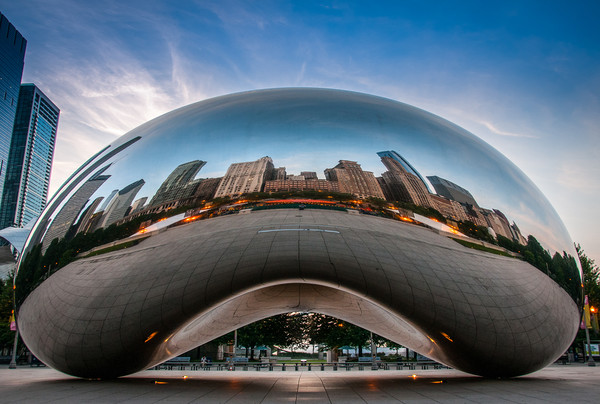 Reflections in The Chicago Bean Picture Board by George Robertson