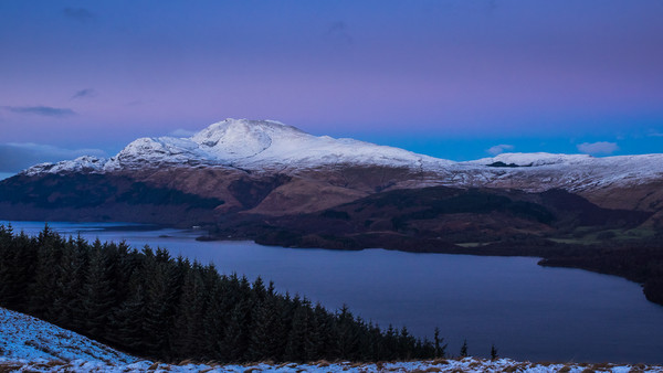 Winter sunset on Ben Lomond Framed Mounted Print by George Robertson