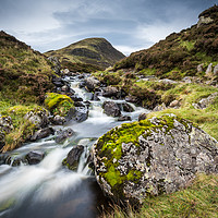 Buy canvas prints of Outflow from Loch Skeen on Tail Burn above The Gre by George Robertson