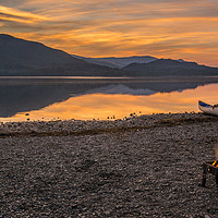 Buy canvas prints of Sunset at canoe campfire by George Robertson