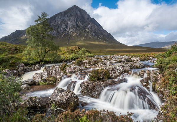 Buchaille Etive Mor and the waterfalls Picture Board by George Robertson