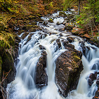 Buy canvas prints of Autumn at the Waterfalls on the River Braan by George Robertson