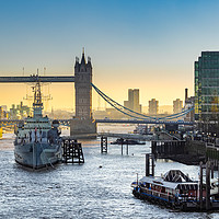 Buy canvas prints of HMS Belfast and Tower Bridge, London by George Robertson