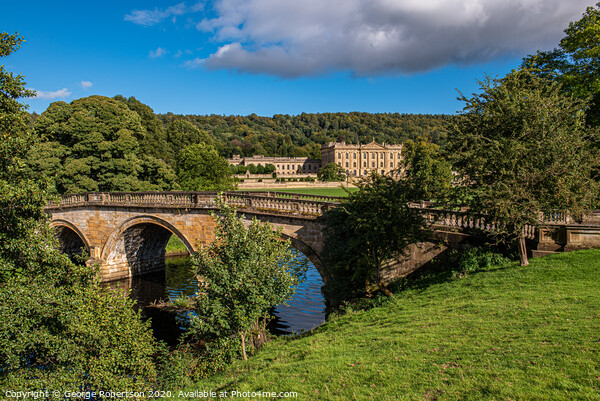 Arched Bridge over the River Derwent at Chatsworth Picture Board by George Robertson