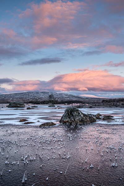First light on a frozen Lochan Picture Board by George Robertson