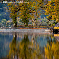 Buy canvas prints of Autumn at the boathouse on Loch Ard by George Robertson