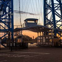 Buy canvas prints of Middlesbrough Transporter Bridge Gondola at sunrise by George Robertson