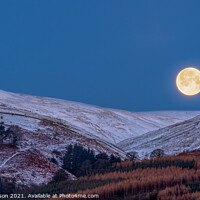 Buy canvas prints of Moon setting over the Campsie Fells in Winter by George Robertson