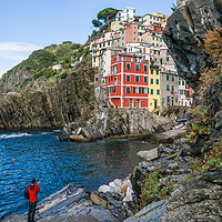 Buy canvas prints of Taking Pictures of Riomaggiore by Ian Collins
