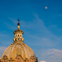 Buy canvas prints of Chiesa dei Santi Luca e Martina and the Moon, Rome by Ian Collins