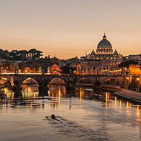 Buy canvas prints of Sunset on the Tiber, Rome by Ian Collins