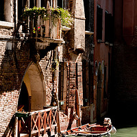 Buy canvas prints of Boat moored on a Canal, Venice by Ian Collins