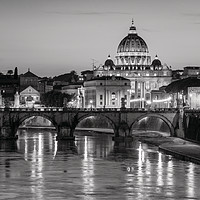Buy canvas prints of Black and White Sunset, Rome by Ian Collins