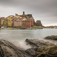 Buy canvas prints of Cloudy Day in Vernazza, Italy by Ian Collins