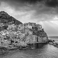 Buy canvas prints of Manarola in Black and White, Italy by Ian Collins