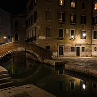 Buy canvas prints of Ponte Santa Maria Nova at Night, Venice by Ian Collins