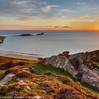 Buy canvas prints of Sunset over Rhossili Bay by Dan Santillo