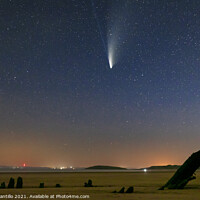 Buy canvas prints of Comet NEOWISE over Rhossili Bay by Dan Santillo
