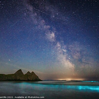 Buy canvas prints of Bioluminescent Plankton at Three Cliffs Bay, Gower by Dan Santillo