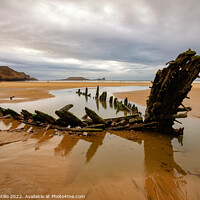 Buy canvas prints of The Helvetia Wreck at Rhossili Bay, Gower by Dan Santillo