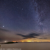 Buy canvas prints of Worms Head, Rhossili Bay at Night on Gower by Dan Santillo