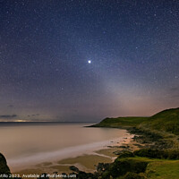 Buy canvas prints of Fall Bay on Gower in Wales at Night by Dan Santillo