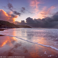 Buy canvas prints of Caswell Bay Sunrise on Gower, Wales by Dan Santillo