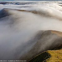 Buy canvas prints of Cribyn in the clouds, Brecon Beacons by Dan Santillo