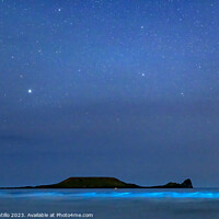 Buy canvas prints of Bioluminescent Plankton at Rhossili Bay, Gower, Wales by Dan Santillo