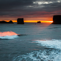 Buy canvas prints of Waves of Fire, Dyrhólaey, Iceland by Dan Santillo