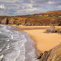 Buy canvas prints of Pobbles Beach and Three Cliffs Bay, Gower by Dan Santillo