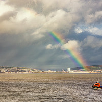 Buy canvas prints of Swansea Lifeboat, Swansea Bay by Dan Santillo