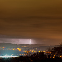 Buy canvas prints of Lightning over Swansea Valley by Dan Santillo