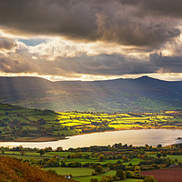 Buy canvas prints of Llangorse Lake from Mynydd Llangorse, Brecon Beaco by Dan Santillo