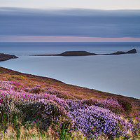 Buy canvas prints of Worms Head and Rhossili Bay from Rhossili Down, Go by Dan Santillo