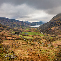 Buy canvas prints of Looking down the valley to Llyn Gwynant, Snowdonia by Dan Santillo