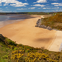 Buy canvas prints of Tor Bay and Little Tor, Gower, Wales by Dan Santillo