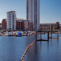 Buy canvas prints of Meridian Tower, Swansea Marina, Wales by Dan Santillo