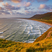 Buy canvas prints of Rhossili Bay, Gower, Wales by Dan Santillo