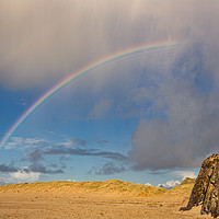 Buy canvas prints of Broughton Bay Rainbow, Gower by Dan Santillo