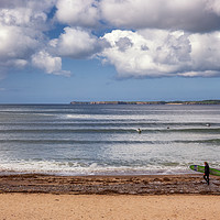 Buy canvas prints of Surfer at Manorbier, Pembrokeshire by Dan Santillo
