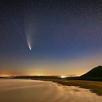Buy canvas prints of Comet NEOWISE, Rhossili Bay, Gower by Dan Santillo