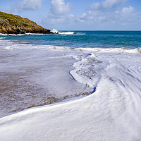 Buy canvas prints of Foam Swirl - St Ives Beach by Jon Rendle